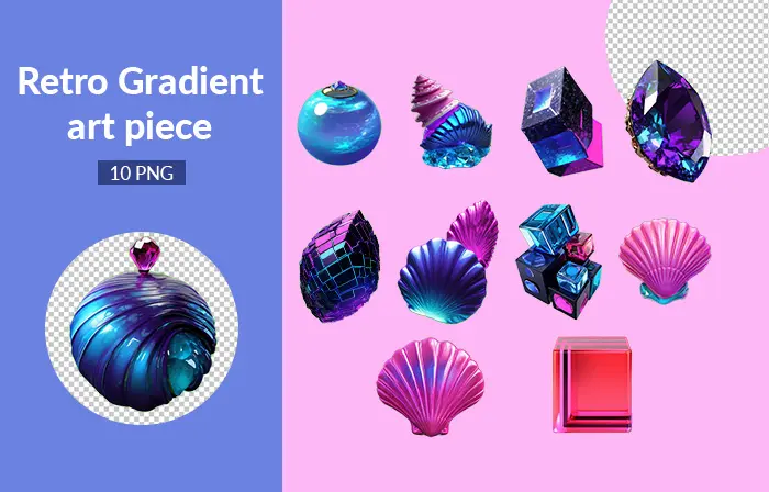 Retro Style 3D Gradient Stone Graphic Elements Pack